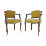 Paire de fauteuils bridge style louis xv, xxe sicle