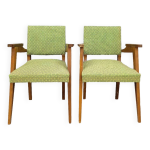 Paire de fauteuils bridge vintage 1950s pieds compas design Paire de fauteuils bridge vintage 1950s pieds compas design