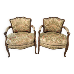 Paire de fauteuil cabriolet, bergres de style lous xv