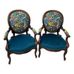 Paire de fauteuils cabriolet retapisss, annes 30 - 40