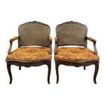 Paire de fauteuils cannels en bois sculpt louis xv, fin xixe sicle