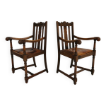 Paire de fauteuils en ch�ne f. parker & son xixe si�cle anglais