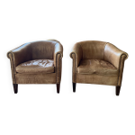 Paire de fauteuils club anglais