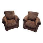 Paire de fauteuils club cuir idp