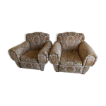 Paire de fauteuils club en tissu Paire de fauteuils club en tissu