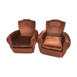 Paire de fauteuils club en velours
