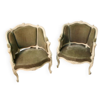 Paire de fauteuils corbeille de style louis xv