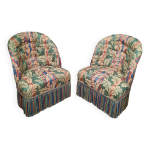 Paire de fauteuil crapauds capitonns