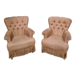 Paire de fauteuils crapaud capitonns