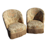 Paire de fauteuils crapauds en tissu