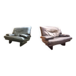 Paire de fauteuils design cuir buffle Paire de fauteuils design cuir buffle