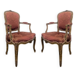 Paire de fauteuil d'poque louis xv rchampis