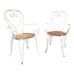 Paire de fauteuils de jardin fer forg vintage 60s