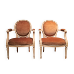 Paire de fauteuil laqu gris style louis xv