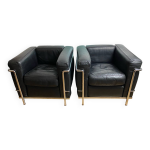 Paire de fauteuils lc2 le corbusier dition cassina vintage