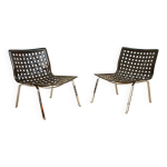 Paire de fauteuils lounge net par giancarlo vegni pour fasem 80's Paire de fauteuils lounge net par giancarlo vegni pour fasem 80's