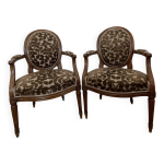 Paire de fauteuils médaillon d'époque louis xvi Paire de fauteuils médaillon d'époque louis xvi