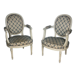 Paire de fauteuils mdaillons louis xvi