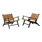 Paire de fauteuils par olivier de schrijver en paille sauvage Paire de fauteuils par olivier de schrijver en paille sauvage