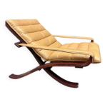 Paire de fauteuils pliants en cuir palissandre Paire de fauteuils pliants en cuir palissandre