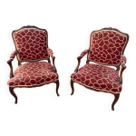 Paire de fauteuils  la reine dit cabriolets