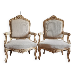 Paire de fauteuils  la reine style louis xv