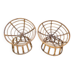 Paire de fauteuils en rotin ou loveuses annes 70