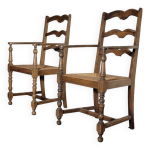 Paire de fauteuils rustique en noyer circa 1900 Paire de fauteuils rustique en noyer circa 1900
