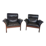 Paire de fauteuils scala en cuir noir