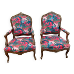 Paire de fauteuils style louis xv