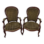 Paire de fauteuils style louis xv en acajou poque xixeme