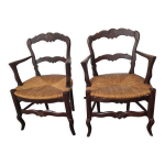 Paire de fauteuils style louis xv en chêne Paire de fauteuils style louis xv en chêne