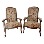 Paire de fauteuils voltaire anciens (pour monsieur / madame) - poque directoire