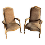 Paire de fauteuils voltaire bois et tissu