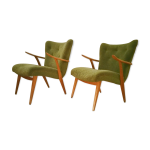 Paire de fauteuils wing chair zig zag scandinave annes 50 60