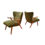 Paire de fauteuils wing zig zag cocktail vintage année 50 60 Paire de fauteuils wing zig zag cocktail vintage année 50 60