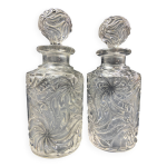 Paire flacons  parfum dbut xxe cristal saint louis modle fleurs de viole