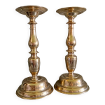 Paire de tr�s grands bougeoirs en bronze dor�