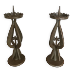Paire de grands chandeliers brutalistes