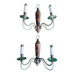 Paire de grandes appliques murales bougeoirs anciennes