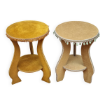 Paire de guridons vintage tapisss en velours annes 1950, 44 cm hauteur