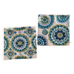 Paire de housses de coussins sia, en coton vert et bleu