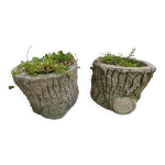Paire de jardinières en ciment troncs d arbre Paire de jardinières en ciment troncs d arbre