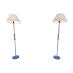 Paire de lampadaires en verre bleu par carl fagerlund pour orrefors années 1960 Paire de lampadaires en verre bleu par carl fagerlund pour orrefors années 1960