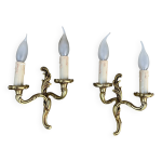 Paire de lampes d'appliques baroques en bronze dor