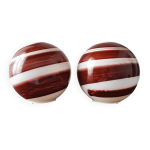 Paire de lampes boule vintage 80 - 90 en verre