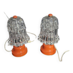Paire de lampes champignon orange vintage 70's