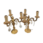 Paire de lampes chandeliers 3 feux en bronze