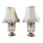 Paire de lampes en cristal et pampilles