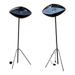 Paire de lampes / lampadaires india mahdavi 'fantomas', design eye - ball, acier laqué noir, ca 1990 Paire de lampes / lampadaires india mahdavi 'fantomas', design eye - ball, acier laqué noir, ca 1990